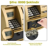 TechTic LCD Ekran ATM Şifreli Kumbara Kağıt Demir Para Girişli Kartlı Sesli Yönlendirme Takvim Saat - 6