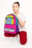 Gökkuşağı Desenli Üçlü Okul Çantası Seti(İlkokul Sırt Çantası,Çift Bölmeli Kalem Çantası,Beslenme) thumbnail 8