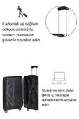 Orta Boy %100 Polikarbon Valiz 4x2 Teker Siyah 1809 thumbnail 4