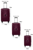 3'lü Valiz Seti Polikarbon Valiz 4x2 Teker Bordo 1809 thumbnail 2