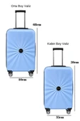 2'li Valiz Seti Polikarbon Orta Boy - Kabin Boy Valiz Mavi 1809 thumbnail 2