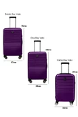 3'lü Valiz Seti Polikarbon Valiz 4x2 Teker Mor 1811 thumbnail 2