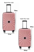 2'li Valiz Seti Polikarbon Büyük Boy – Kabin Boy Valiz Rose 1809 thumbnail 2