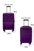 2'li Valiz Seti Polikarbon Orta Boy - Kabin Boy Valiz Mor 1811 thumbnail 2