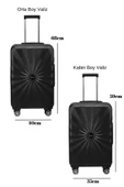 2'li Valiz Seti Polikarbon Büyük Boy - Orta Boy Valiz Siyah 1809 thumbnail 2