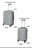 2'li Valiz Seti Büyük Boy - Kabin Boy Valiz Gri 1451 thumbnail 2