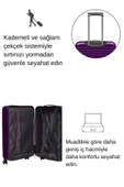 2'li Valiz Seti Polikarbon Büyük Boy – Kabin Boy Valiz Mor 1811 - 4