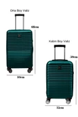 2'li Valiz Seti Polikarbon Orta Boy - Kabin Boy Valiz Petrol 1811 thumbnail 2