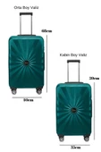 2'li Valiz Seti Polikarbon Orta Boy - Kabin Boy Valiz Petrol 1809 thumbnail 2