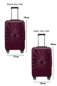 2'li Valiz Seti Polikarbon Büyük Boy – Kabin Boy Valiz Bordo 1809 thumbnail 2