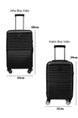 2'li Valiz Seti Polikarbon Orta Boy - Kabin Boy Valiz Siyah 1811 thumbnail 2