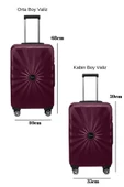 2'li Valiz Seti Polikarbon Orta Boy - Kabin Boy Valiz Bordo 1809 thumbnail 2