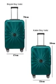 2'li Valiz Seti Polikarbon Büyük Boy – Kabin Boy Valiz Petrol 1809 thumbnail 2