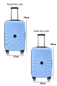 2'li Valiz Seti Polikarbon Büyük Boy - Kabin Boy Valiz Mavi 1809 thumbnail 3