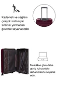 2'li Valiz Seti Polikarbon Büyük Boy – Kabin Boy Valiz Bordo 1811 - 4