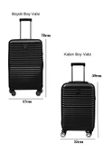 2'li Valiz Seti Polikarbon Büyük Boy – Kabin Boy Valiz Siyah 1811 thumbnail 2