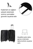 Büyük Boy %100 Polikarbon Valiz Parlak Siyah 1815 - 4