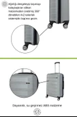 2'li Valiz Seti Büyük Boy - Kabin Boy Valiz Gri 1451 thumbnail 3