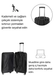 Büyük Boy %100 Polikarbon Valiz Parlak Siyah 1810 thumbnail 4