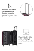 Büyük Boy %100 Polikarbon Valiz 4x2 Teker Bordo 1809 thumbnail 4
