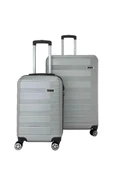 2'li Valiz Seti Büyük Boy - Kabin Boy Valiz Gri 1451 thumbnail 1