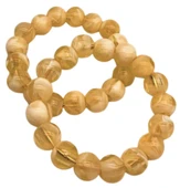 Angel Çanta Aksesuar 14 cm Krem-Şeffaf Boncuklu Bilezik Model Çift Çanta Sapı Light Gold Metalli - 1