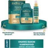Keratin & Argan Onarıcı Şampuan 300ml + Kertin Argan Sıvı Saç Bakım Kremi - 1