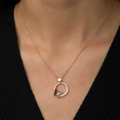 Lucky Life Gümüş Rose Kalpli Kelebek Çemberi Kolye - 2