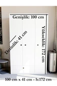 Frezya 3 Kapaklı Elbise Dolabı-3 Kapılı Gardırop - 4