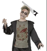 Kafaya Saplanmış Halloween Kanlı Testere Şaka Tacı - 4