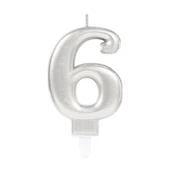 6 Rakam Mum Gümüş Renk - 1