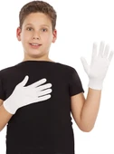 Beyaz Renk Çocuk Boy Likralı Pandomim Eldiveni - 1