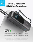 Anker Dizüstü Bilgisayar Power Bank (25K, 165W, Dahili ve Geri Çekilebilir Kablolar) - Siyah - 3