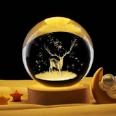 Geyik Temalı Işıklı Cam Küre Cap 6 Cm Kod 53 - 1