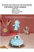 Çocuklar İçin Astronot Ufo Görünlümlü Şarjlı Masa Lambası 3 Fafklı Işık Modlu 8 Smd LED Esnek Gövde - 1
