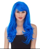 Mavi Renk Uzun Dalgalı Parti Peruğu - 1
