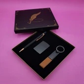 Siyah Rubber Kalem Çakmak Ve Anahtarlık Set - 1