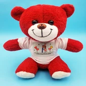 Sevimli Çiftler Tişörtlü Kırmızı Ayı - 1