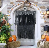 Ürpertici Kuru Kafa Korku Hayalet Saçaklı Dekor 90x50 cm - 1