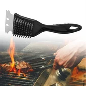Mangal BBQ Temizlik Fırçası Ergonomik Paslanmaz Çelik Kıllar Mangal Fırçası - 9