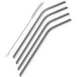 Çelik Pipet Paslanmaz Çelik Metal Meşrubat Pipeti Ve Pipet Temizleme Fırçası Seti 5 Parça - 1