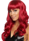 Kızıl Renk Kahküllü Dalgalı Uzun Parti Peruğu - 1