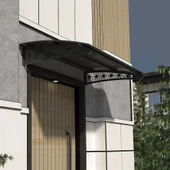 SundurmaX Pratik Metal Sundurma Lotus Serisi Kapı ve Pencere Üstü Sundurma Koruma Gölgelik Kar Yağmur Kanopi (Siyah Gövde) - 9