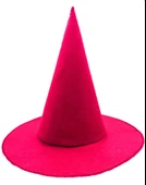 Pembe Fuşya Renk Keçe Cadı Şapkası Yetişkin Çocuk Uyumlu 35X38 cm - 1