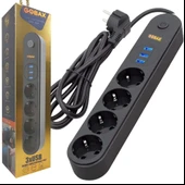 Gobax No:101 Akim Korumali 3usb Port Girişli 4 Lü Priz 2mt - 1