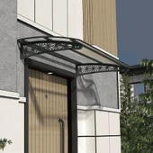 SundurmaX Pratik Metal Sundurma Lotus Serisi Kapı ve Pencere Üstü Sundurma Koruma Gölgelik Kar Yağmur Kanopi (Siyah Gövde) - 3