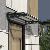 SundurmaX Pratik Metal Sundurma Yıldız Serisi Kapı ve Pencere Üstü Sundurma Koruma Gölgelik Kar Yağmur Kanopi (Siyah Gövde) - 3