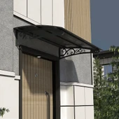 SundurmaX Pratik Metal Sundurma Lale Serisi Kapı ve Pencere Üstü Sundurma Koruma Gölgelik Kar Yağmur Kanopi (Siyah Gövde) - 9
