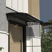 SundurmaX Pratik Metal Sundurma Çakıl Taşı Serisi Kapı ve Pencere Üstü Sundurma Koruma Gölgelik Kar Yağmur Kanopi (Antrasit Gövde) - 9