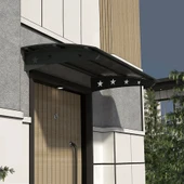 SundurmaX Pratik Metal Sundurma Yıldız Serisi Kapı ve Pencere Üstü Sundurma Koruma Gölgelik Kar Yağmur Kanopi (Antrasit Gövde) - 9